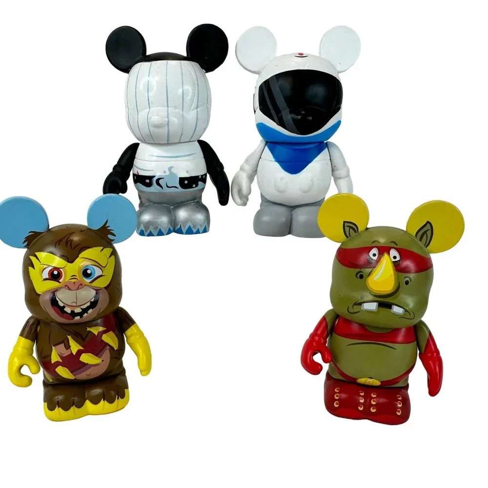 Disney Vinylmation Zooper Heroes Set Of 4 Chimp Rhinos Astronaut & Striped Mouse